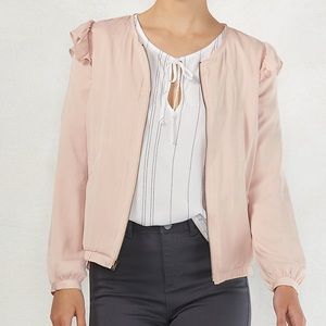 LC Lauren Conrad Ruffle Bomber Jacket